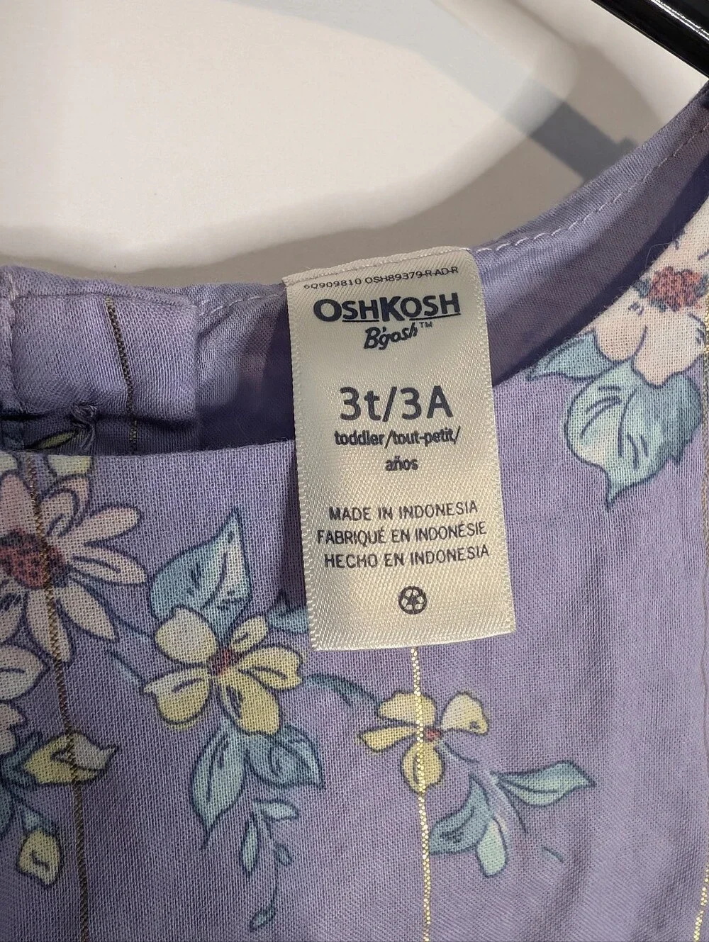 OSHKOSH Floral Lavender Dress With Silver Metallic Embellishments. Size 3T